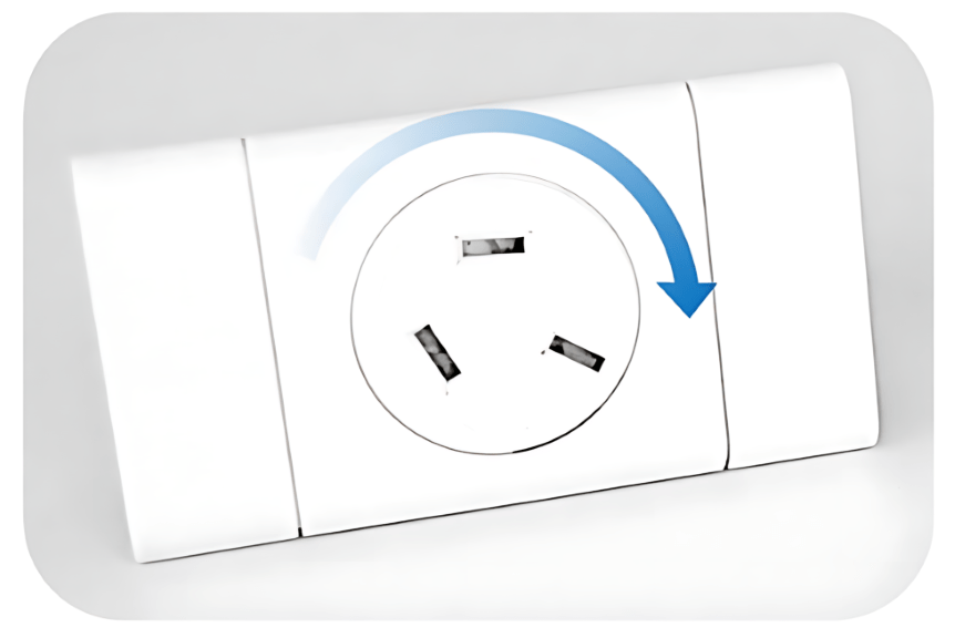 1 (Single) GPO Module with ROTATING FACE short fascia - The Softwiring Shop - Electrical Soft Wiring
