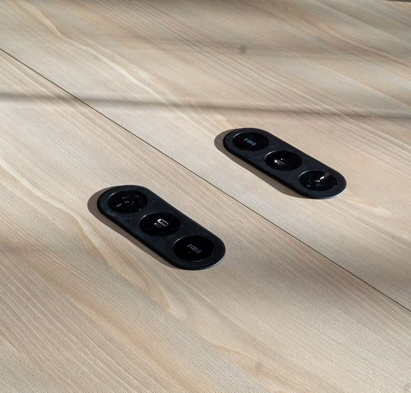 Echo in-desk power usb module fitted inside the desk worktop