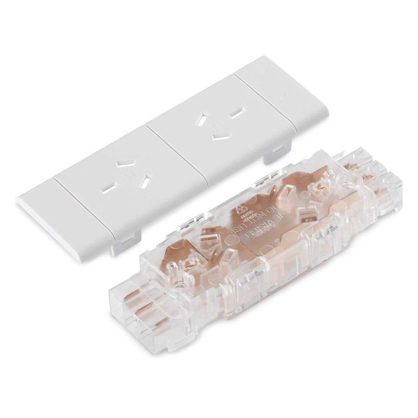 2 (Double) GPO Module - ROTATED GPO'S with DETACHABLE FACIA - The Softwiring Shop - Electrical Soft Wiring