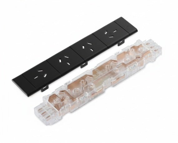 4 (Quad) GPO Module - ROTATED GPO'S with DETACHABLE FACIA - The Softwiring Shop - Electrical Soft Wiring