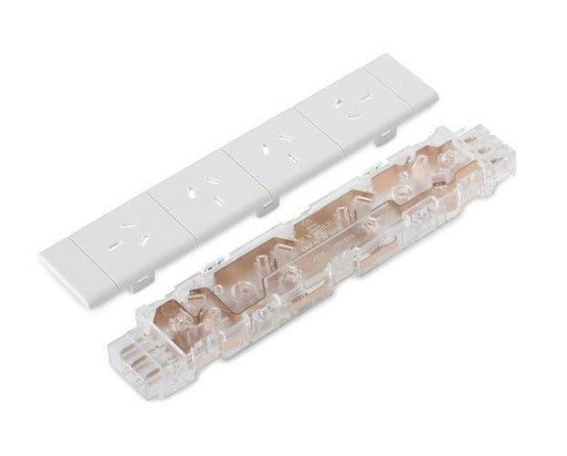 4 (Quad) GPO Module - ROTATED GPO'S with DETACHABLE FACIA - The Softwiring Shop - Electrical Soft Wiring