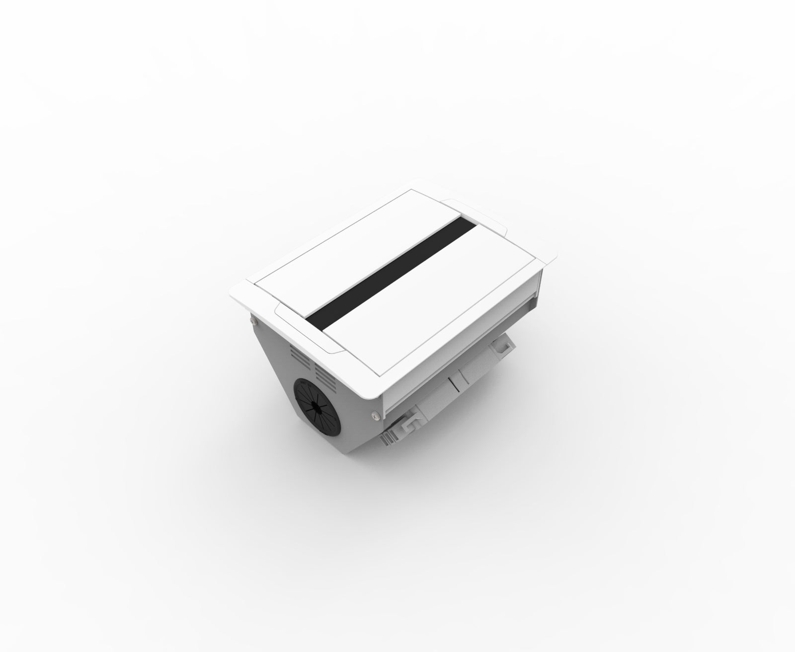In - Desk Box - ACCEDE: Dual Lid, 2 (Double) GPO'S, USB A/C (65W) Fast-Charging Outlets & 2 Data Ports - The Softwiring Shop