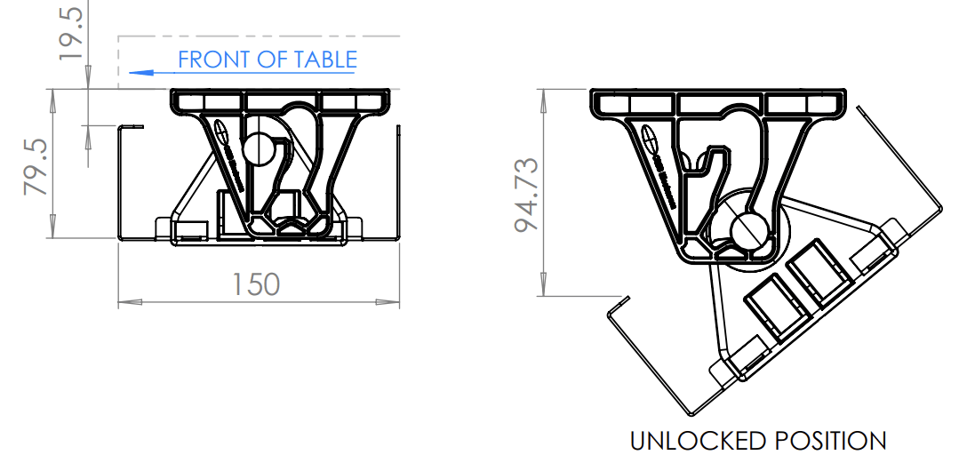 Cable Tray & Brackets - Single Tier with 4 (Quad) GPO's & 2 (Two) Data Ports HINGED EASY ACCESS - The Softwiring Shop - Cable Management