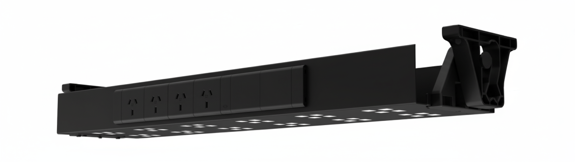 Cable Tray & Brackets - Single Tier with 4 (Quad) GPO's HINGED EASY ACCESS - The Softwiring Shop - Cable Management