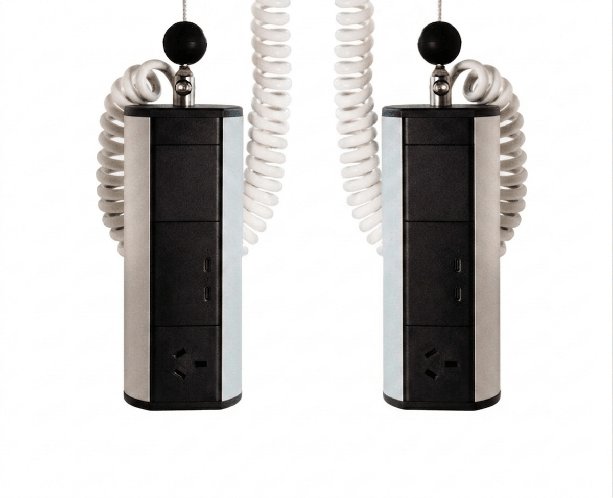 Elevate MANUAL Retractable Power - 1 (Single) GPO Point and USB C/C (65W Shared) to both faces - The Softwiring Shop - Electrical Softwiring