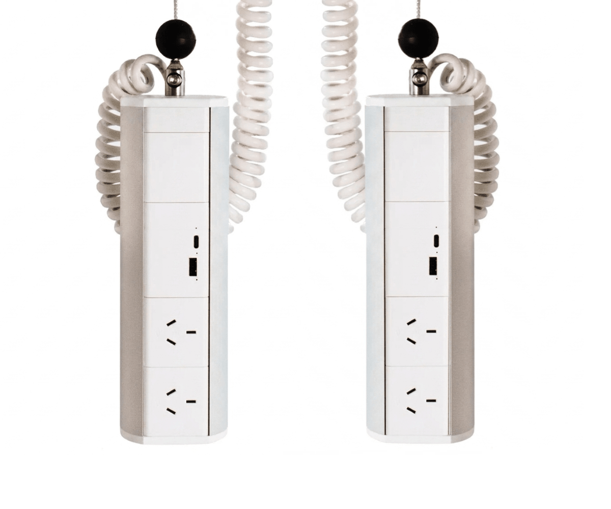 Elevate MANUAL Retractable Power - 2 (Double) GPO Points & USB A/C (65W SHARED) to both faces - The Softwiring Shop - Electrical Softwiring