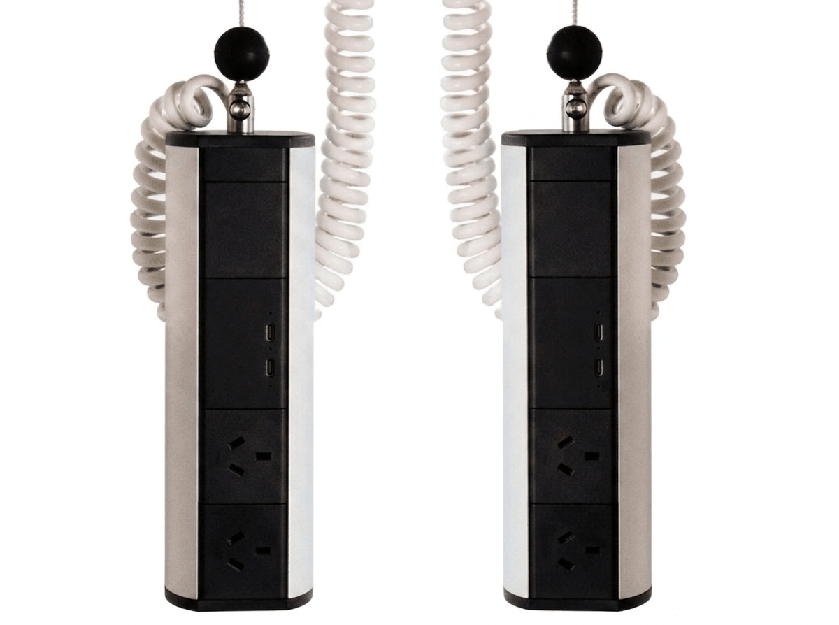Elevate MANUAL Retractable Power - 2 (Double) GPO Points & USB C/C (65W SHARED) to both faces - The Softwiring Shop - Electrical Softwiring