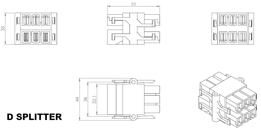In - Desk Module - ECHO: 1 (Single) GPO, USB A/C & WIRELESS Fast - Charging Outlets with 1000mm Tag Lead and D Splitter - The Softwiring Shop - Electrical Soft Wiring