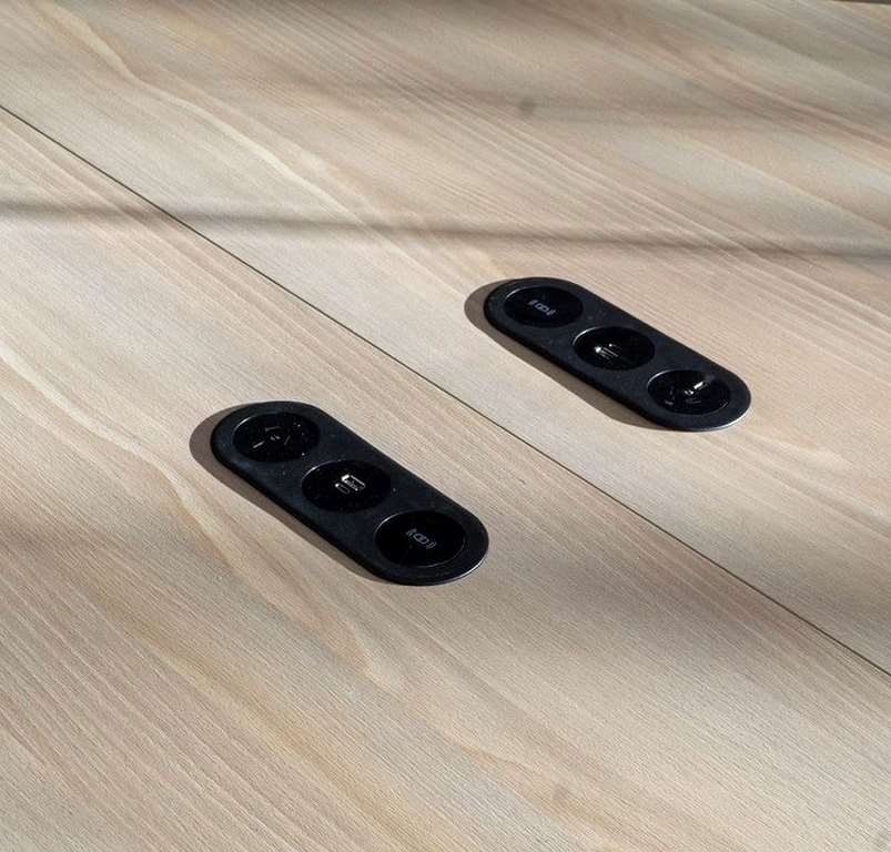 In - Desk Module - ECHO: 2 (Double) GPO'S & USB A/C Fast - Charging Outlets with 1500mm 3 - Pin Plug Lead