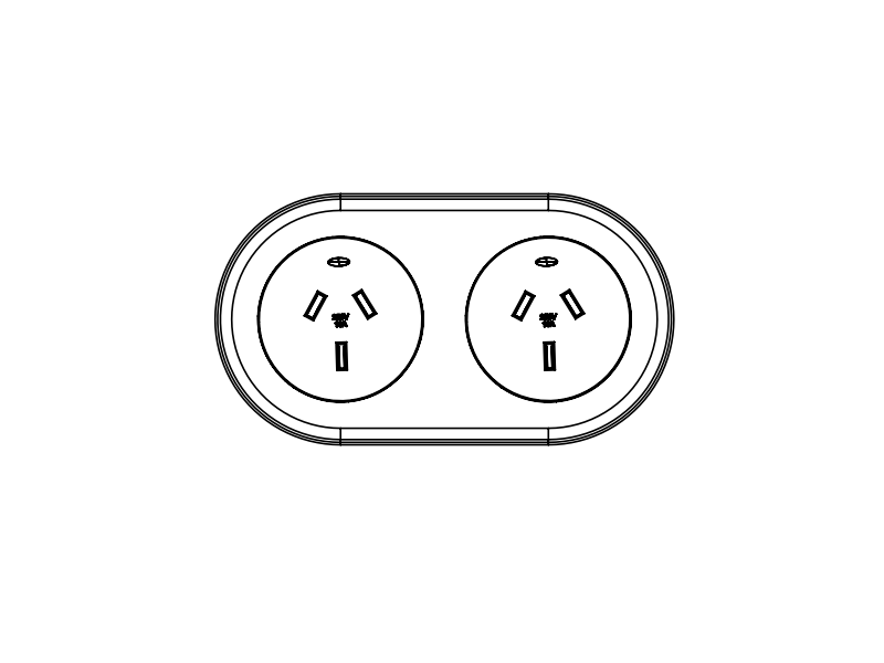In - Desk Module - ECHO: 2 (Double) GPO'S with 1000mm Tag Lead and D Splitter - The Softwiring Shop - Electrical Soft Wiring