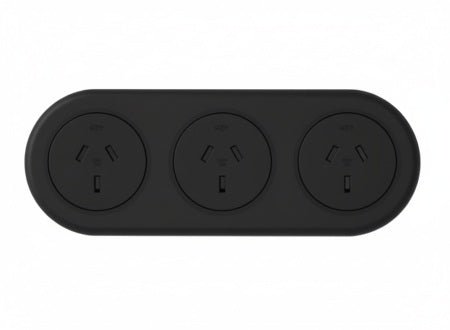 In - Desk Module - ECHO: 3 (Triple) GPO'S, 1000mm Tag Lead with D Splitter - The Softwiring Shop - Electrical Soft Wiring