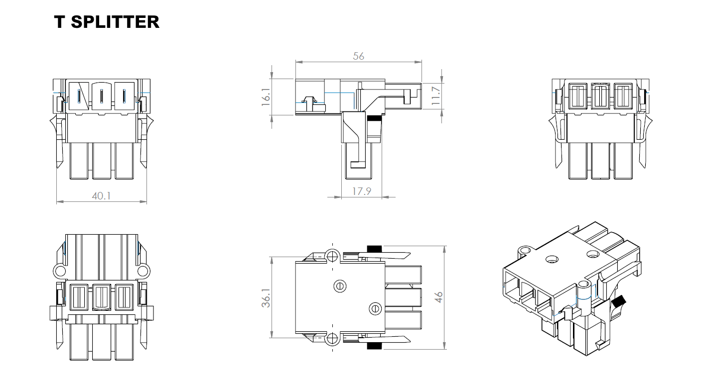 In - Desk Module - ECHO: USB A/C Fast - Charging Outlets with 500mm Tag Lead and T Splitter - The Softwiring Shop - Electrical Soft Wiring