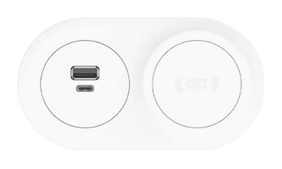 In - Desk Module - ECHO: USB A/C & Magsafe WIRELESS (65W) Fast - Charging Outlets with 1000mm Tag Lead and D Splitter - The Softwiring Shop - Electrical Soft Wiring