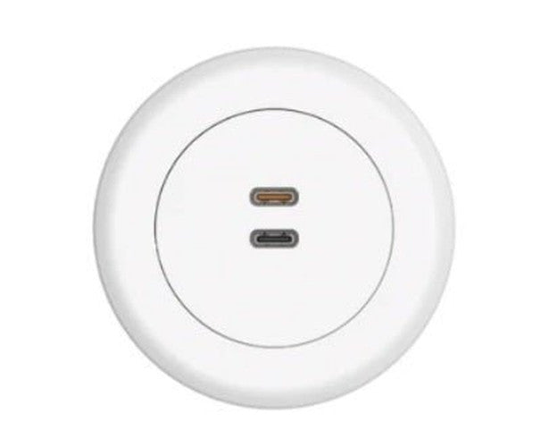 In - Desk Module - ECHO: USB C/C (65W) Fast - Charging Outlets with 500mm Tag Lead - The Softwiring Shop - Electrical Soft Wiring