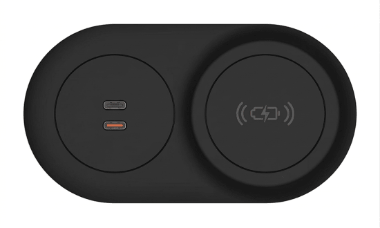 In - Desk Module - ECHO: USB C/C & Magsafe WIRELESS (65W) Fast - Charging Outlets with 1000mm Tag Lead and D Splitter - The Softwiring Shop - Electrical Soft Wiring
