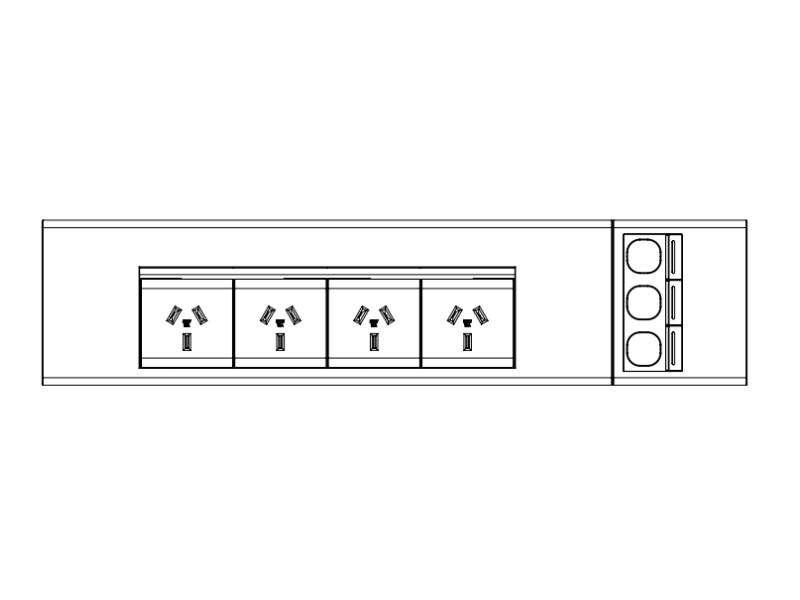 In - Desk Module - FLIP Surface Mount: 4 (Quad) GPO'S and 3 (Triple) Data Ports (Retractable Cover)