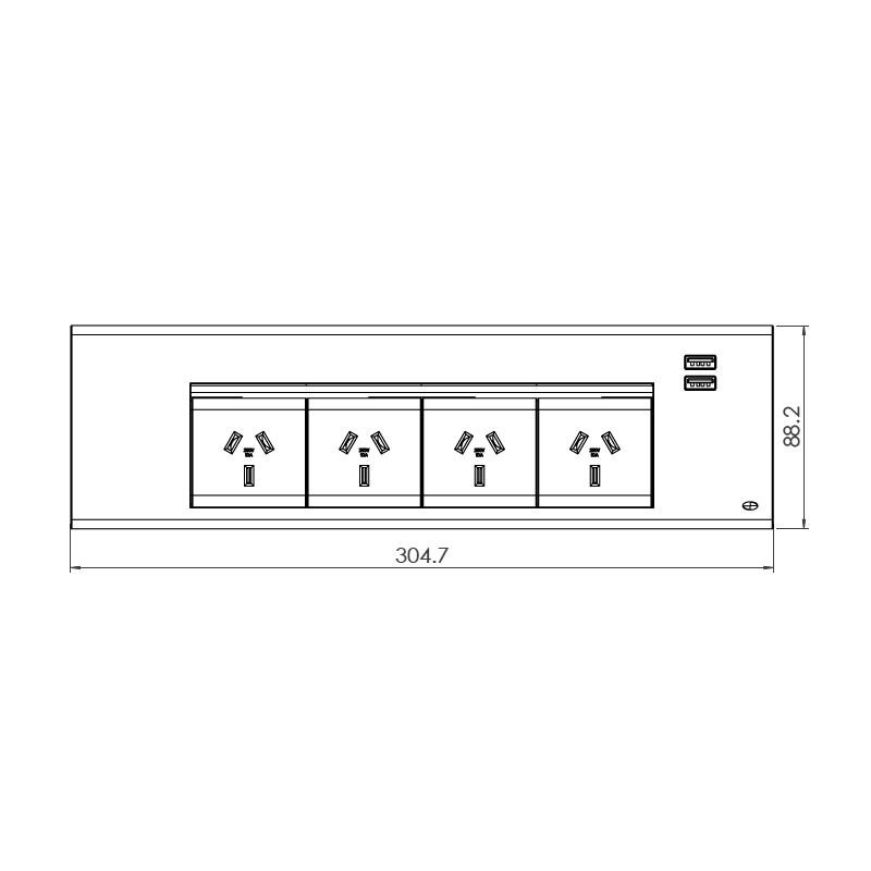 In - Desk Module - FLIP Surface Mount: 4 (Quad) GPO'S and USB A/A Outlets - The Softwiring Shop - Electrical Soft Wiring