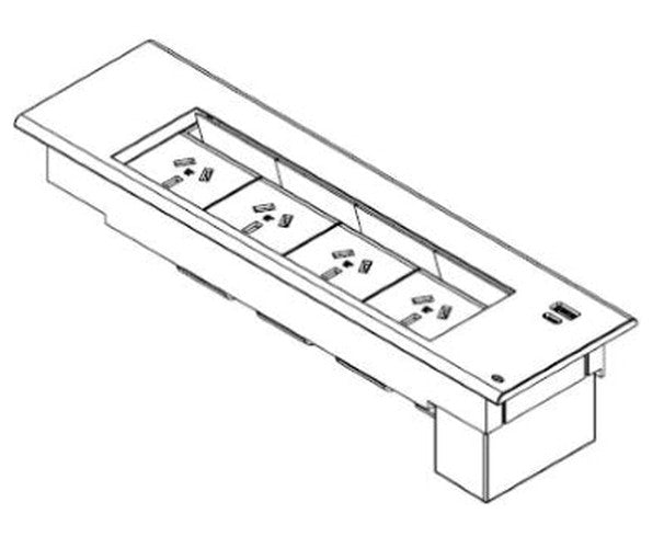 In - Desk Module - FLIP Surface Mount: 4 (Quad) GPO'S and USB A/C Outlets - The Softwiring Shop - Electrical Soft Wiring