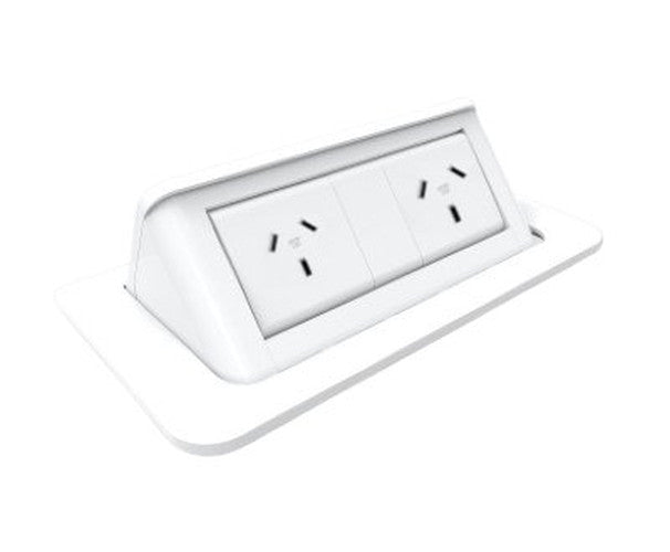 In - Desk Module - POP - UP: 2 (Double) with 1000mm Tag Lead and D Splitter - The Softwiring Shop - Electrical Soft Wiring