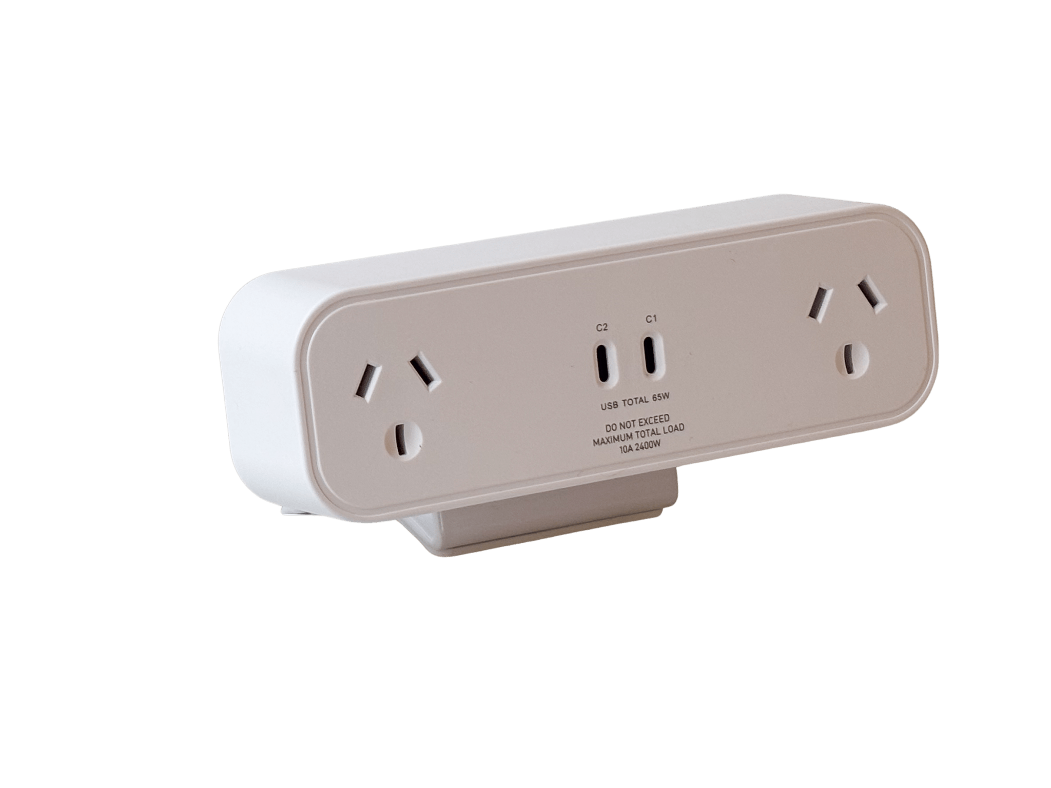 Power Rail: 2 (Double) GPO'S & USB A/C (65W) using a USB A Adaptor with 3 - pin Plug Lead - The Softwiring Shop - Electrical Soft Wiring