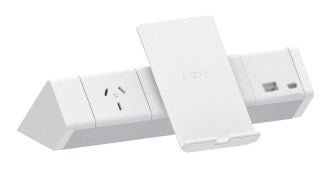 Power Rail - ATHENA 2: 1 (Single) GPO, Wireless Charger Stand & USB A/C Fast - Charging Outlets with 1000mm Tag Lead and D Splitter - The Softwiring Shop - Electrical Soft Wiring