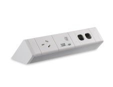 Power Rail - ATHENA 2: 1 (Single) ROTATED GPO, USB A/C Fast - Charging Outlets and 2 (Double) Data Ports with 1000mm Tag Lead and D Splitter - The Softwiring Shop - Electrical Soft Wiring