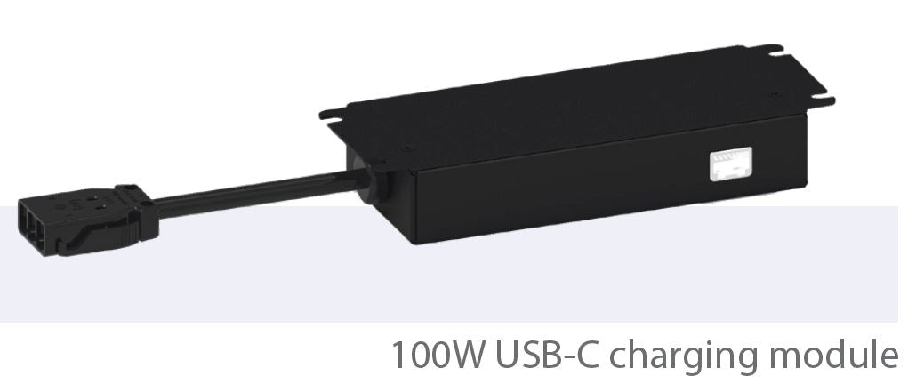 Power Rail - ATHENA 2: 2 (Double) GPO'S, Wireless Charger Pad & USB A/C Fast - Charging Outlets with 1000mm Tag Lead and D Splitter - The Softwiring Shop - Electrical Soft Wiring