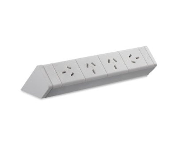 Power Rail - ATHENA 2: 4 (Quad) Rotated GPO'S with 1000mm Tag Lead and D Splitter - The Softwiring Shop - Electrical Soft Wiring