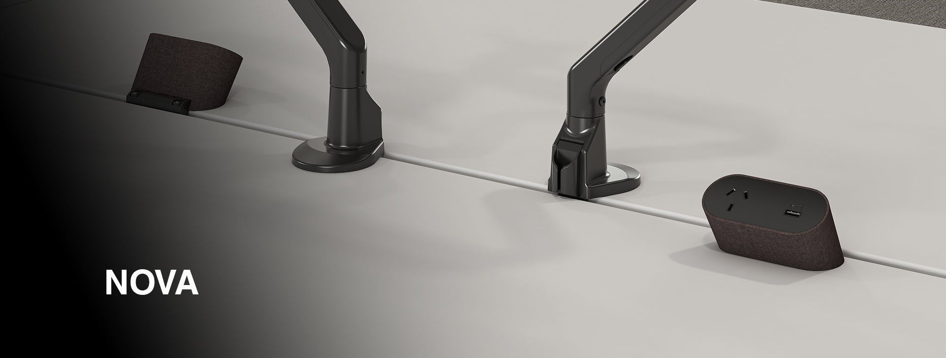 Power Rail - NOVA DUO Fabric Wrapped: 1 (Single) GPO, USB A/C Fast - Charging Outlets with 1000mm Tag Lead and D Splitter - The Softwiring Shop - Electrical Soft Wiring