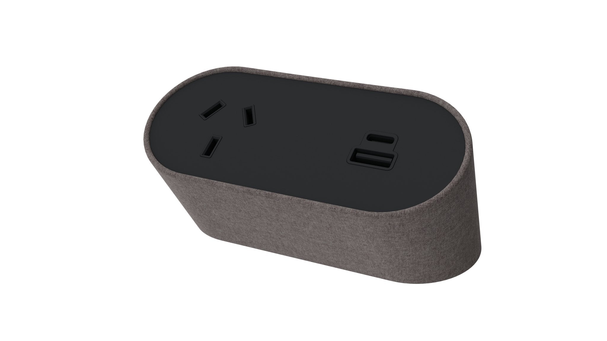 Power Rail - NOVA DUO Fabric Wrapped: 1 (Single) GPO, USB A/C Fast - Charging Outlets with 1000mm Tag Lead and D Splitter - The Softwiring Shop - Electrical Soft Wiring