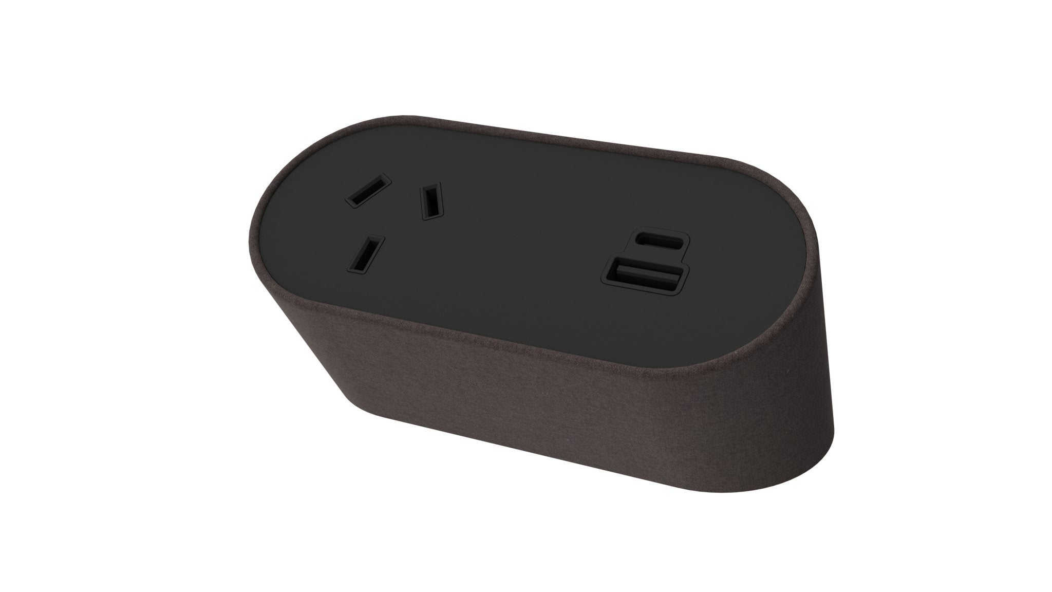 Power Rail - NOVA DUO Fabric Wrapped: 1 (Single) GPO, USB A/C Fast - Charging Outlets with 1000mm Tag Lead and D Splitter - The Softwiring Shop - Electrical Soft Wiring
