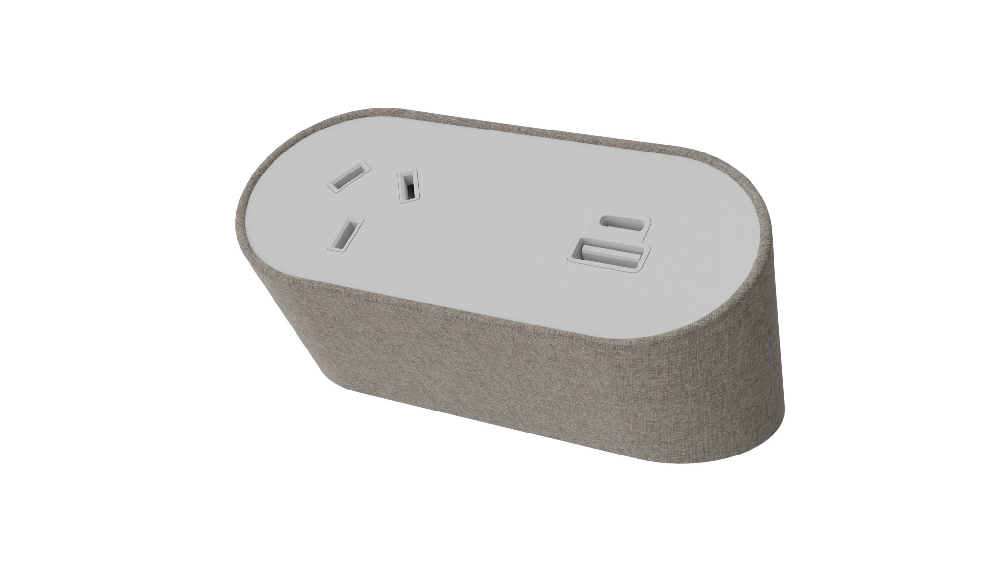 Power Rail - NOVA DUO Fabric Wrapped: 1 (Single) GPO, USB A/C Fast - Charging Outlets with 1000mm Tag Lead and D Splitter - The Softwiring Shop - Electrical Soft Wiring