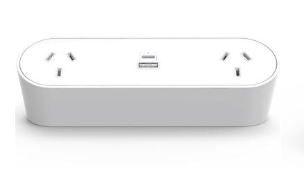Power Rail - NOVA TRIO: 2 (Double) GPO'S, 30W Shared USB A/C Fast - Charging Outlets with 1500mm 3 - Pin Plug Lead - The Softwiring Shop - Electrical Soft Wiring