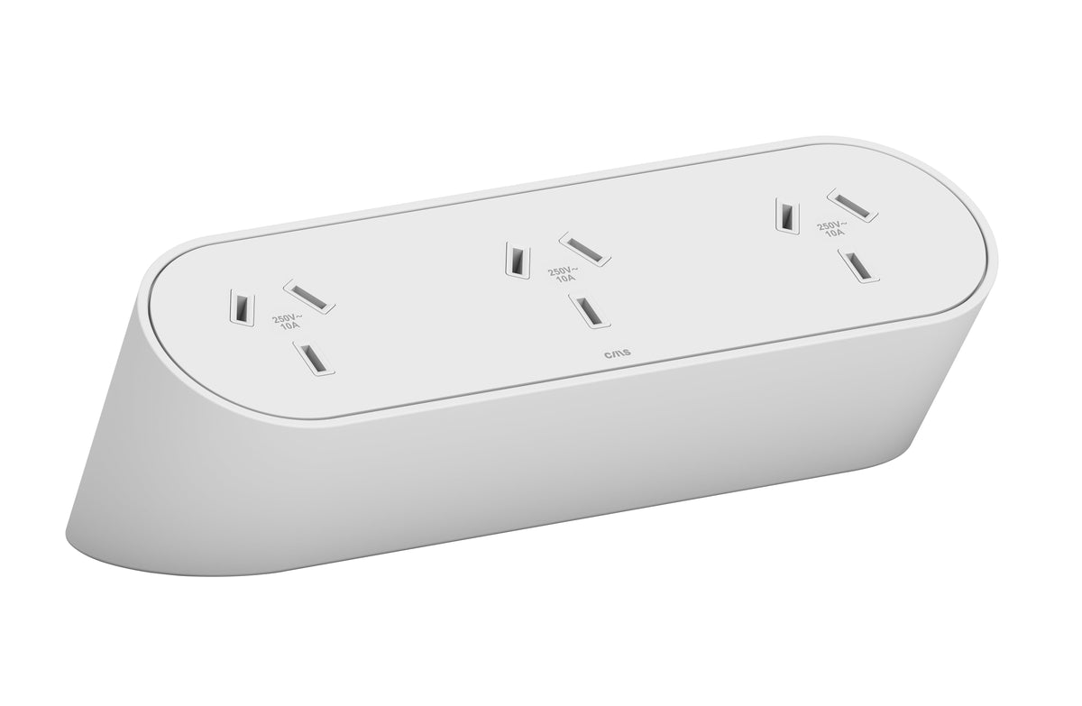Power Rail - NOVA TRIO: 3 (Triple) GPO'S with 1500mm 3 - Pin Plug Lead - The Softwiring Shop - Electrical Soft Wiring