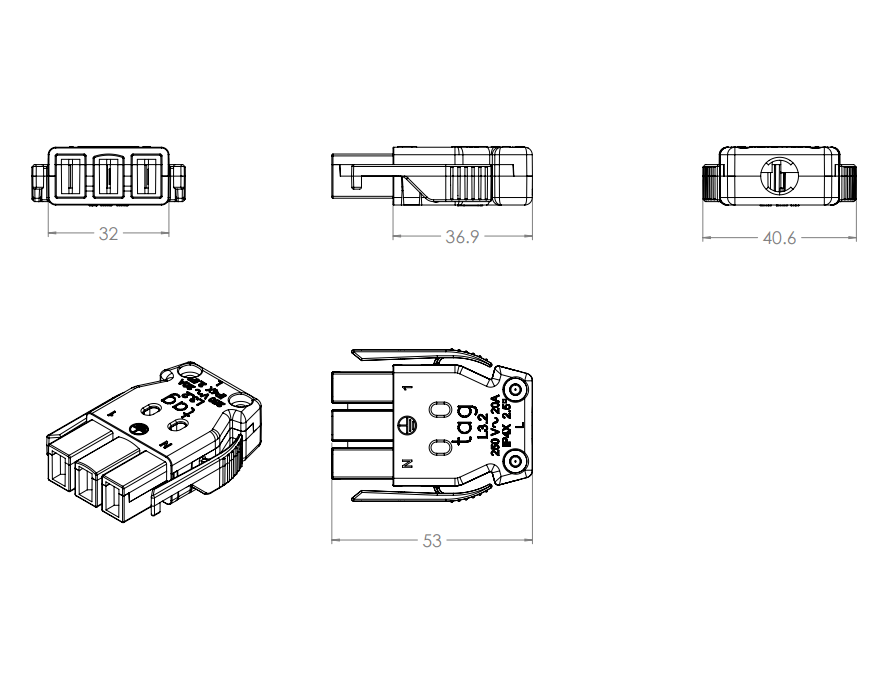 Rewireable Plug - Female - The Softwiring Shop - Electrical Soft Wiring