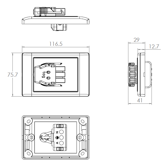 Starter Socket - SINGLE WALL MOUNTED - The Softwiring Shop - Electrical Soft Wiring