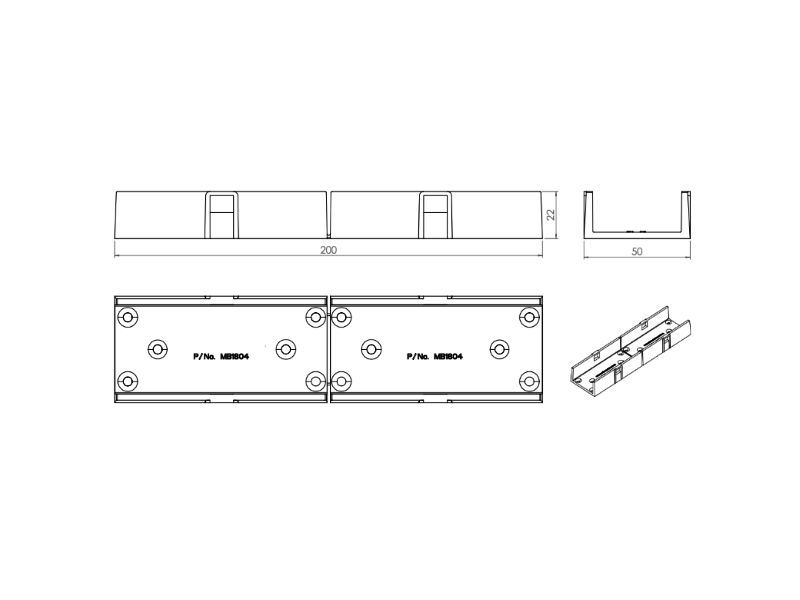 Under Desk Mounting Bracket - QUAD GPO (Non - External Switching) - The Softwiring Shop - Electrical Soft Wiring