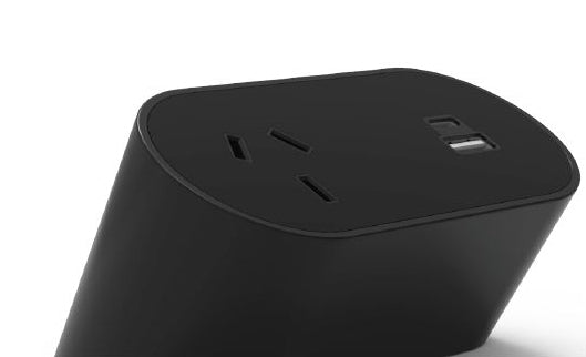 Undermount Rail - NOVA DUO: 1 (Single) GPO, USB A/C Fast - Charging Outlets with 1000mm Tag Lead and D Splitter - The Softwiring Shop - Electrical Soft Wiring