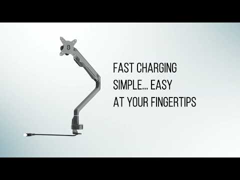 Monitor Arm - Gas SINGLE including USB Fast-Charging module
